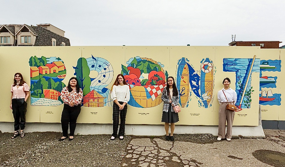 Sheridan College illustration students who collaborated on the project are  (left to right)  Grace, Lijuan, Isabelle, Amy,  and Hayoung. | Amica